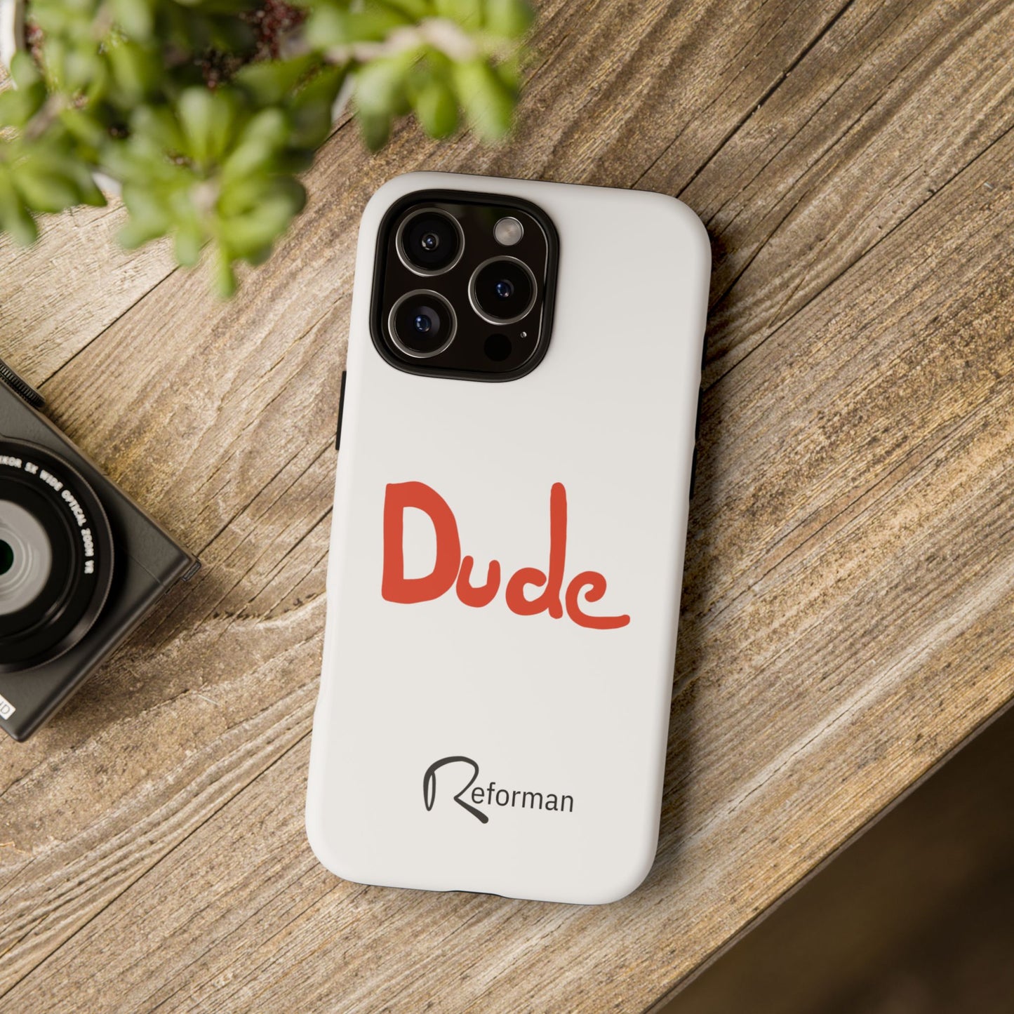 Phone Case — "Dude" Red Script Protective Slim Cover