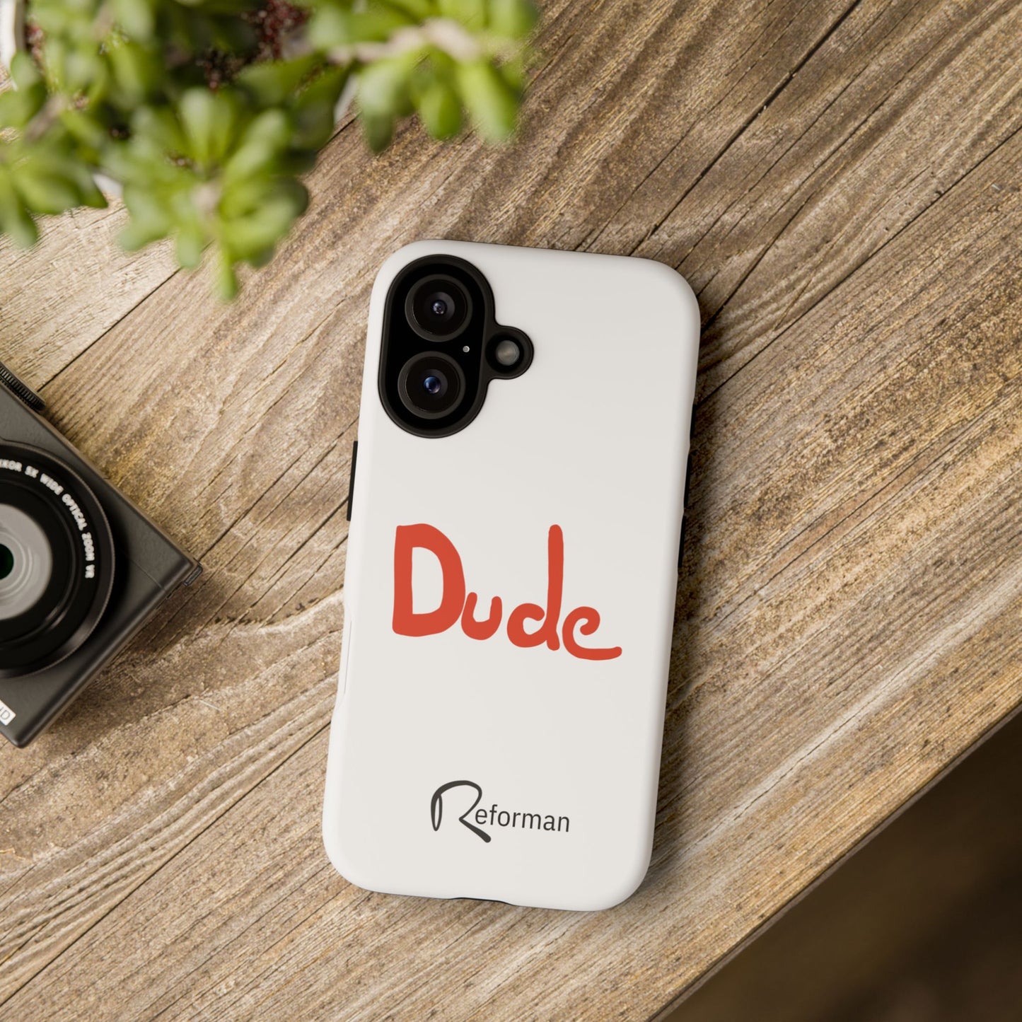 Phone Case — "Dude" Red Script Protective Slim Cover