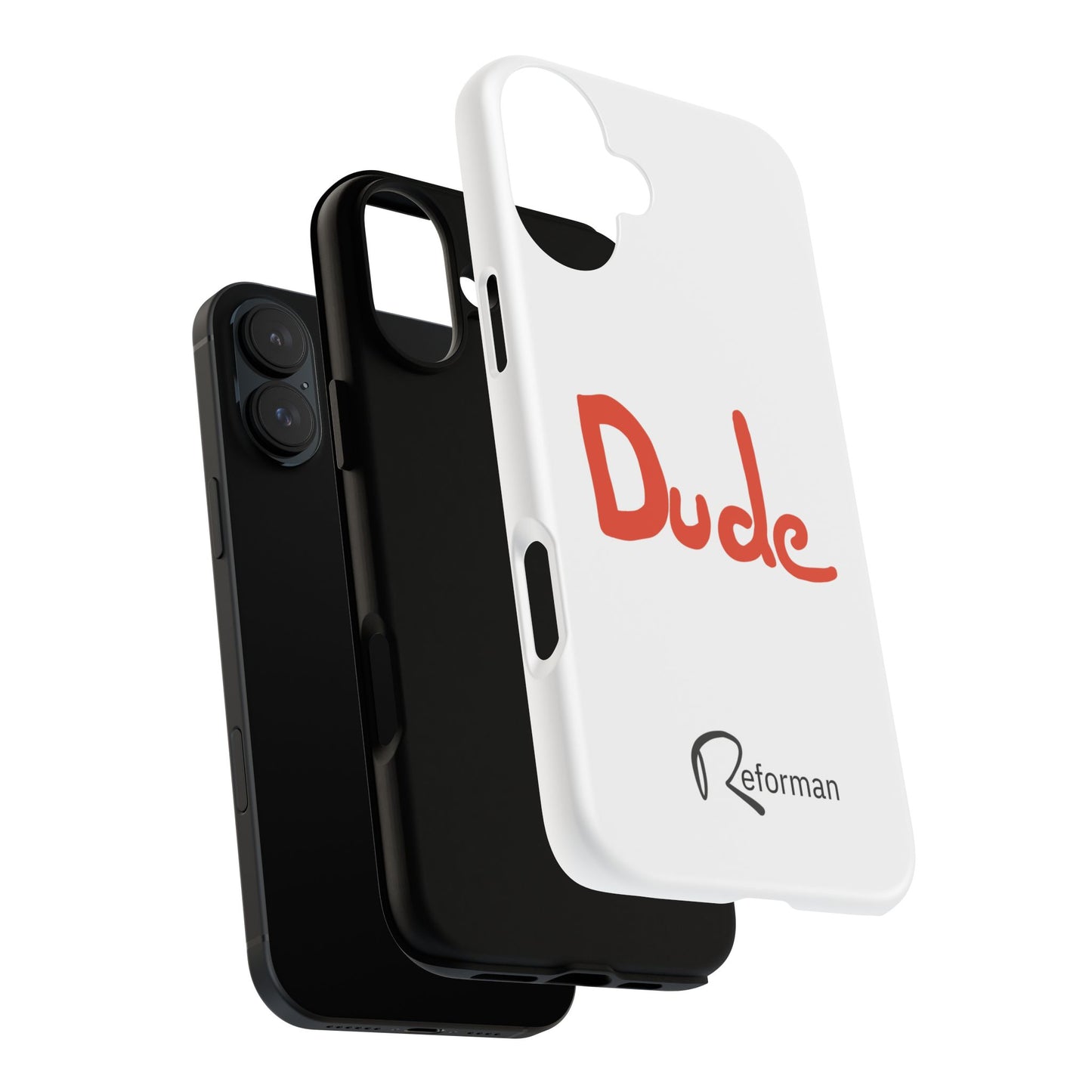Phone Case — "Dude" Red Script Protective Slim Cover
