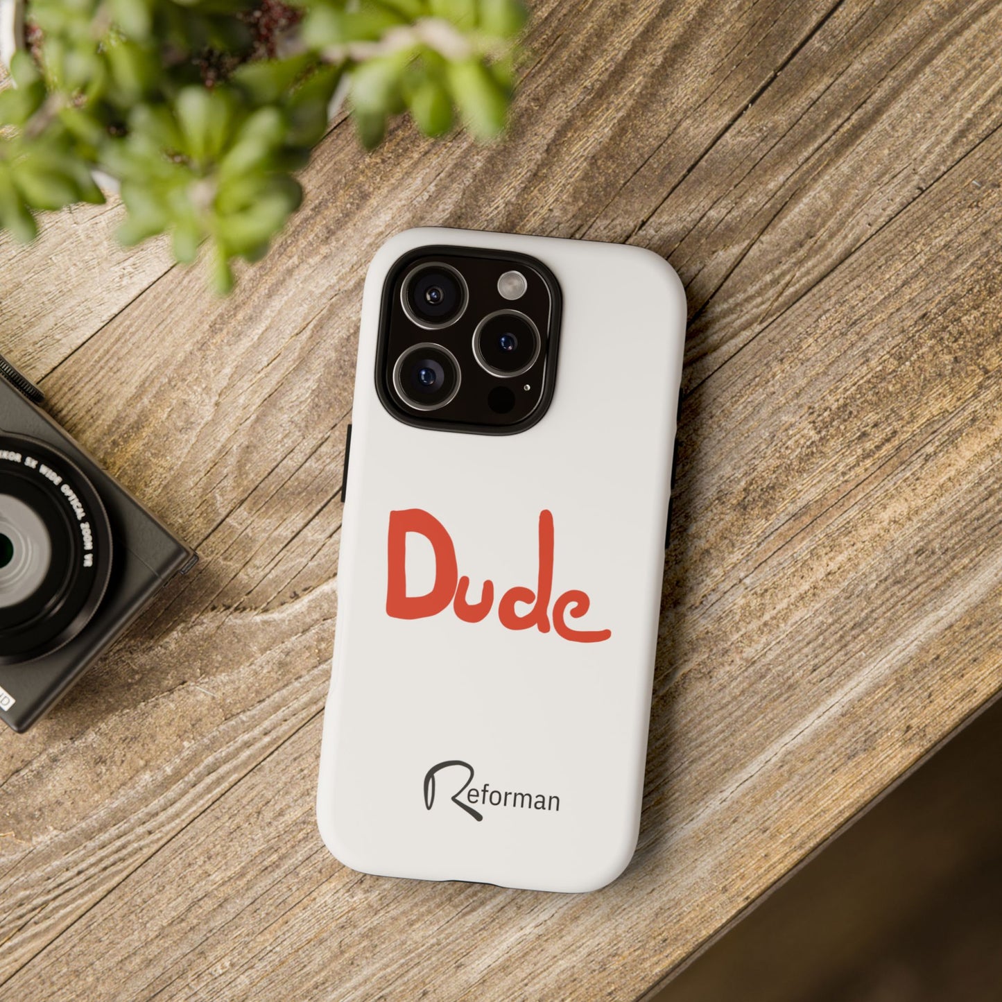 Phone Case — "Dude" Red Script Protective Slim Cover