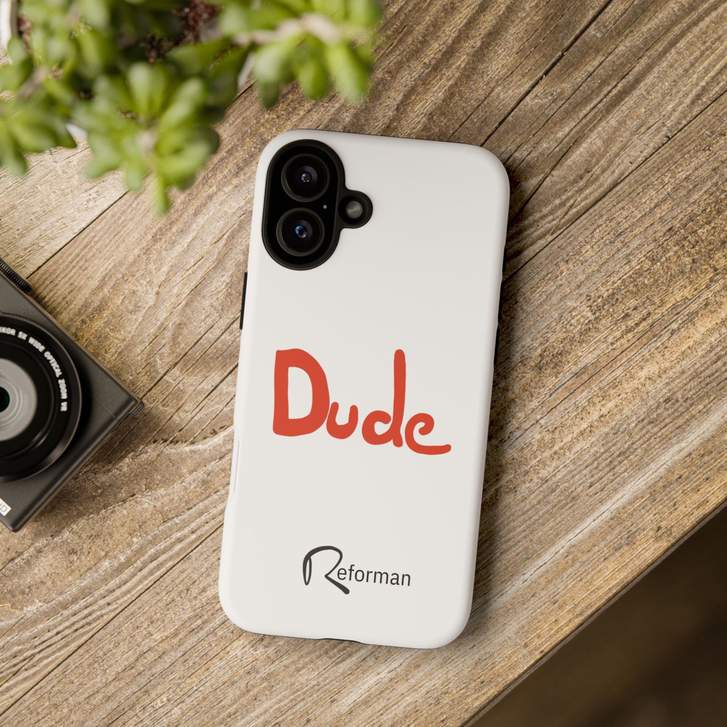 Phone Case — "Dude" Red Script Protective Slim Cover