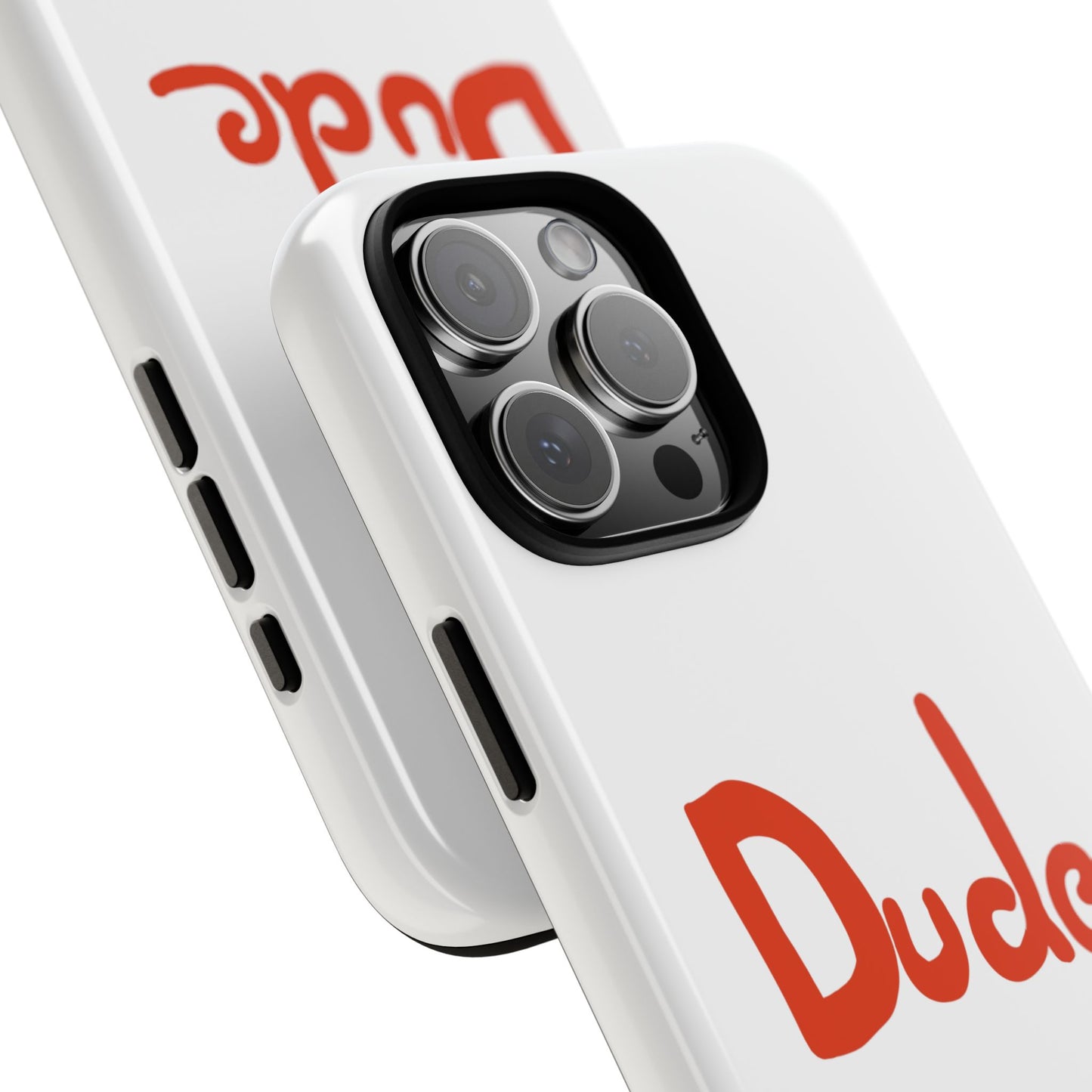 Phone Case — "Dude" Red Script Protective Slim Cover