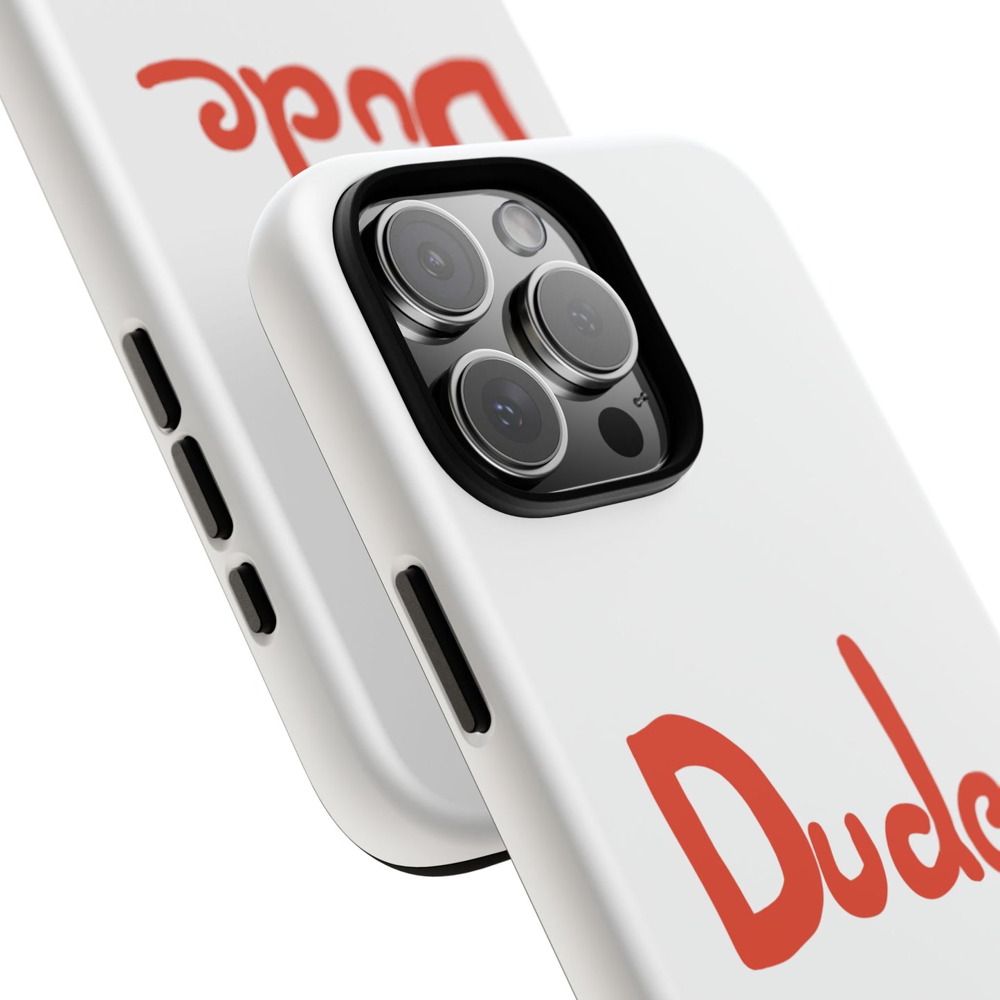 Phone Case — "Dude" Red Script Protective Slim Cover